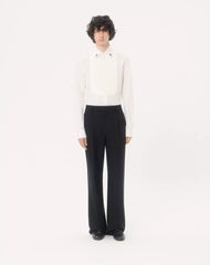 Valentino Cotton Poplin Shirt With Pleated Plastron And Embroidery On The Collar