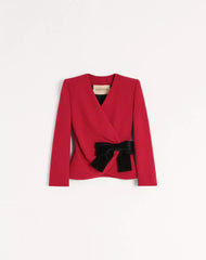 Wool Crepe Jacket With Contrasting Bow