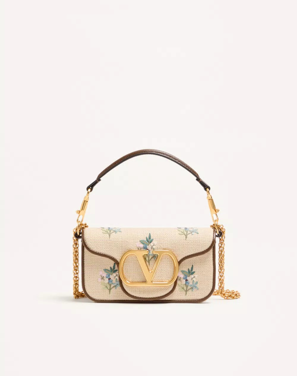Valentino Garavani LocÃ² Small Linen Shoulder Bag With Embroidery