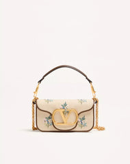 Valentino Garavani LocÃ² Small Linen Shoulder Bag With Embroidery