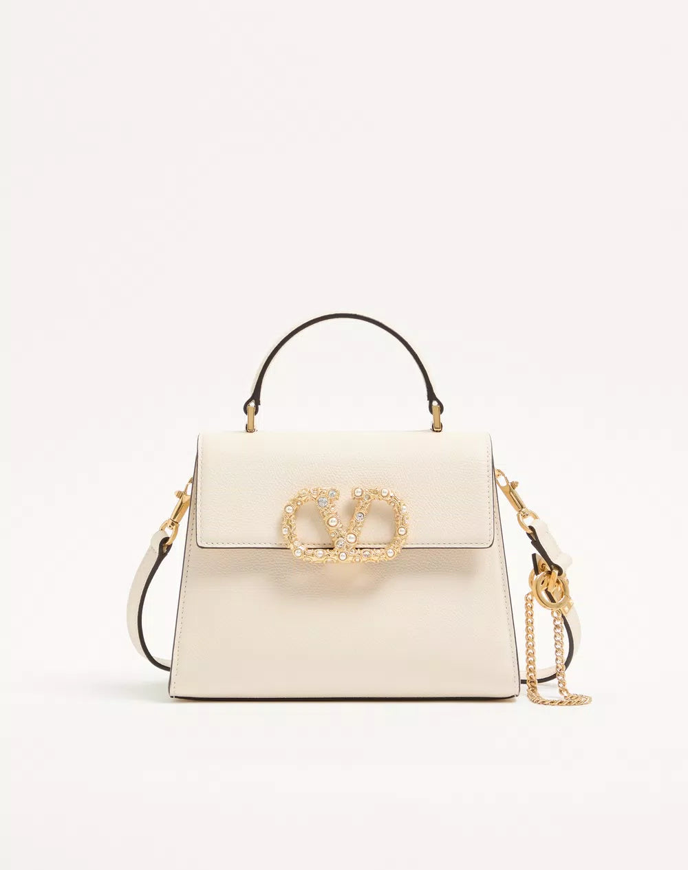 Valentino Garavani Vsling Small Handbag In Grainy Calfskin With Jewel Logo