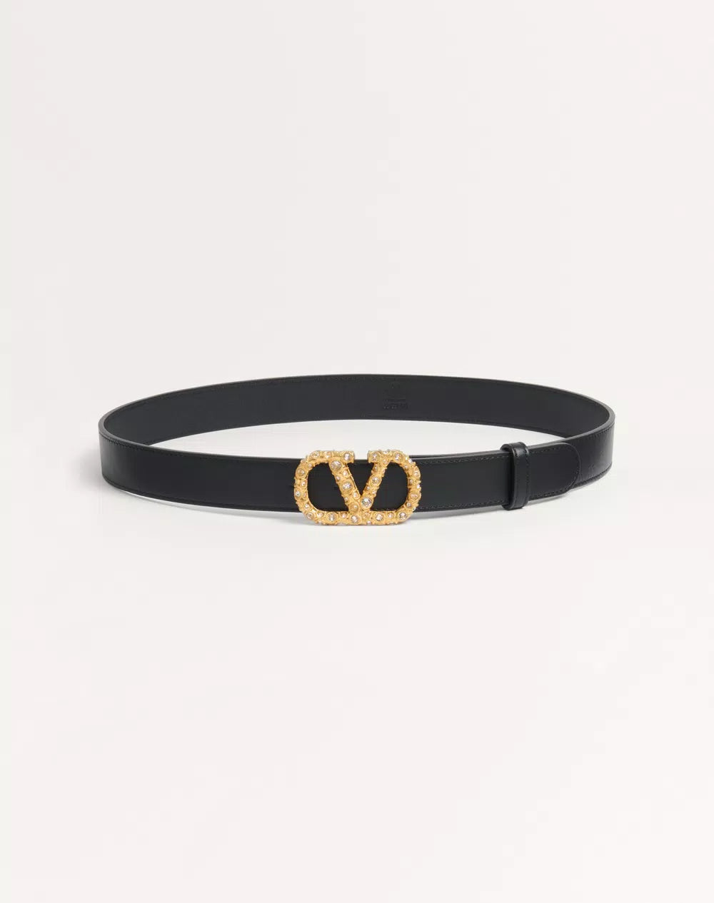 VLogo Signature Belt In Shiny Calfskin With Crystals 30 Mm