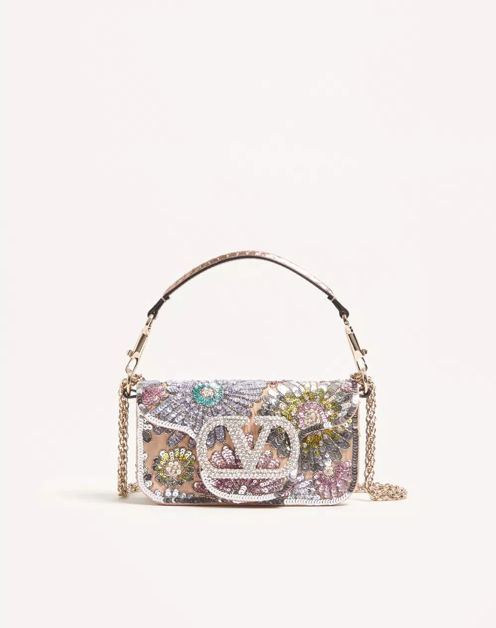 Valentino Garavani LocÃ² Small Embroidered Shoulder Bag With Jewel Logo