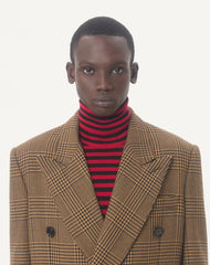 Valentino Double-Breasted Wool Coat With Glen Plaid Pattern
