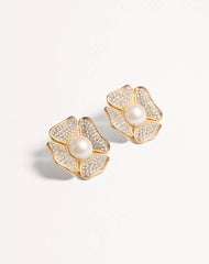 San Fin Metal Earrings With SwarovskiÂ® Crystals And Pearls