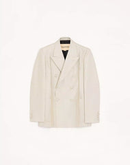 Valentino Double-Breasted Silk Jacket With Plusdepois Jacquard Pattern And Pressed Crease