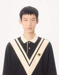 Valentino Cotton Polo With Inlaid V And Embroidered Panther Patch
