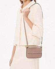 Rockstud Grainy Calfskin Pouch