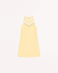 Embroidered Crepe Couture Short Dress