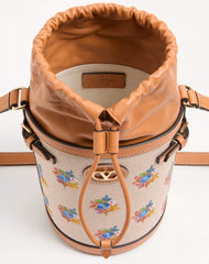Valentino Garavani Antibes Canvas Embroidered Medium Bucket Bag