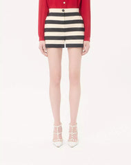 Cotton Satin Shorts With Maxi BarrÃ© Stripe