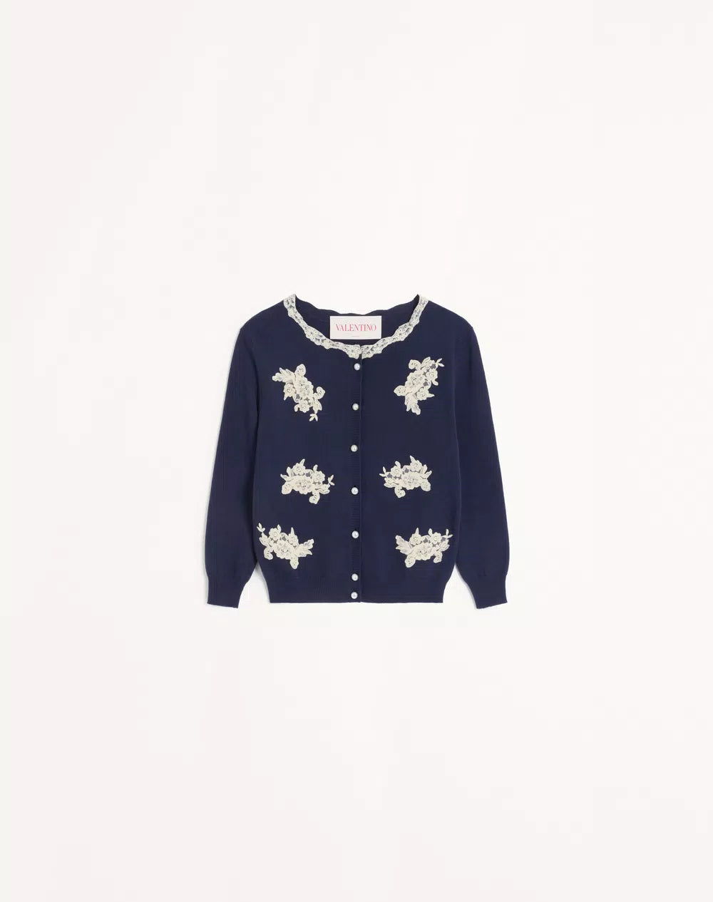 Embroidered Cardigan With Lace Inserts